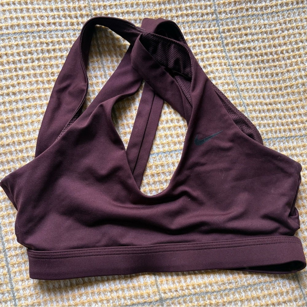 Nike DRI-FIT Burgundy Strappy Sports Bra 🖤✔️